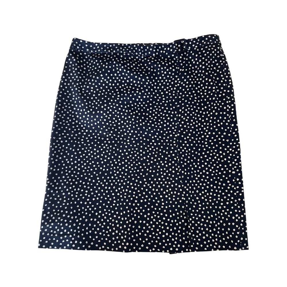 Brooks Brothers 346 Skirt Womens 14 Navy Dalmatian Dot Belted Pencil Lined 23"